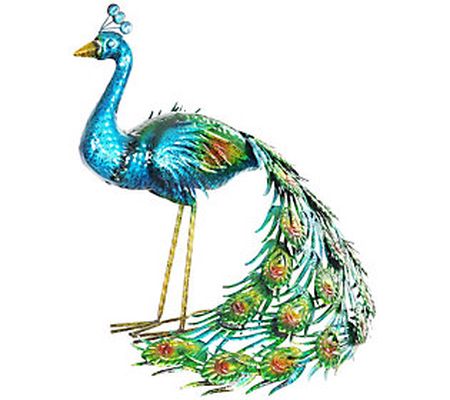 24" Metal Standing Peacock by Exhart