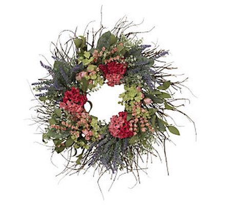 24" Natural Twig & Mixed Flower Wreath by Gerso n Co.