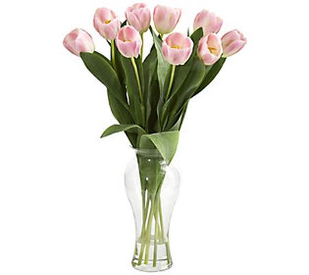 24" Tulips Artificial Arrangement in Vase by Ne arly Natural