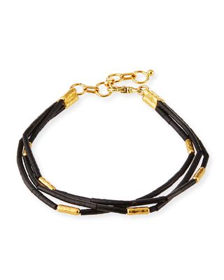 24K Gold 3-Strand Bead Bracelet
