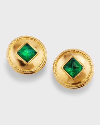 24K Gold and Emerald Clip-On Earrings