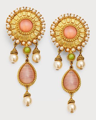 24k Gold Electroplated Romaness Pearly Clip-On Earrings