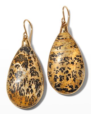 24k Gold Foil Landscape Stone Dangle Earrings