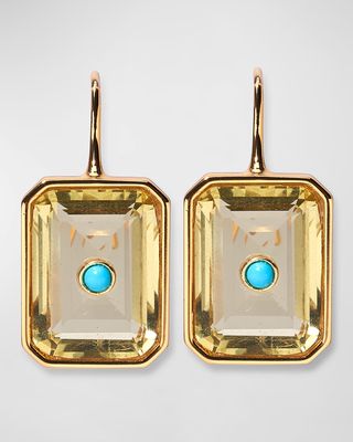 24K Gold Plate Turquoise Tile Earrings