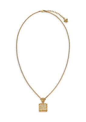 24K Gold-Plated & Crystal Logo Pendant Necklace