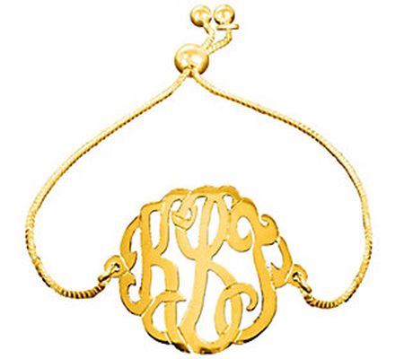 24K Gold-Plated Personalized Monogram Adjustabl e Bracelet