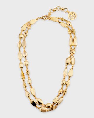 24K Gold Two-Row Nuggets Necklace