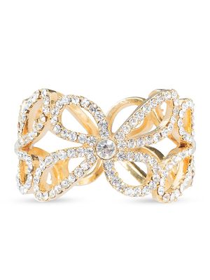 24K Goldplated Crystal Flower 4-Piece Napkin Ring Set - Gold - Gold
