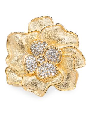 24K Goldplated Crystal Spring Flower Napkin Ring Set - Gold - Gold