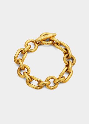 24K Hammered Yellow Gold Chain Bracelet