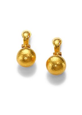 24K Yellow Gold Ball Drop Earrings