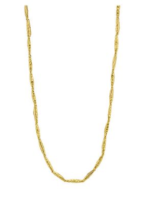 24K Yellow Gold Beaded Chain Necklace