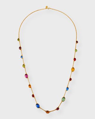 24K Yellow Gold Multi-Stone Wrap Station Necklace