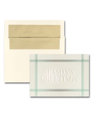 25 Embossed Season's Greetings Cards with Printed Envelopes