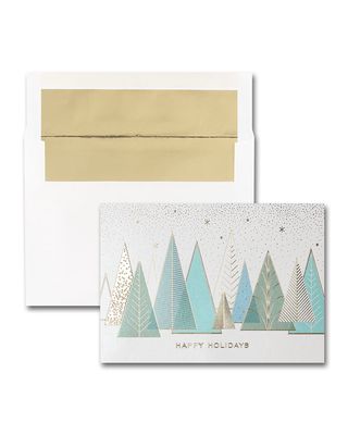 25 Geometric Tree Line Greeting Cards with Printed Envelopes