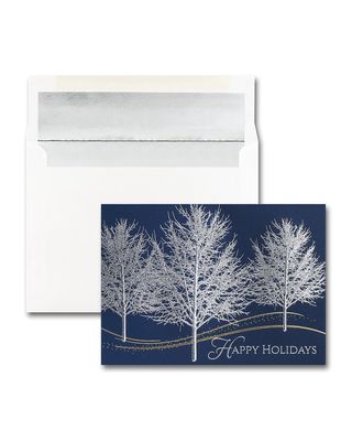 25 Glistening Trees Greeting Cards with Printed Envelopes