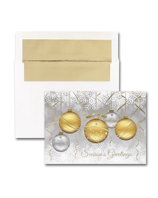 25 Golden Ornaments Greeting Cards with Blank Envelopes