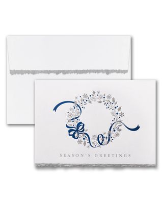 25 Greetings Wreath Cards with Printed Envelopes