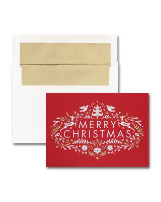 25 Nordic Merry Christmas Greeting Cards with Printed Envelopes