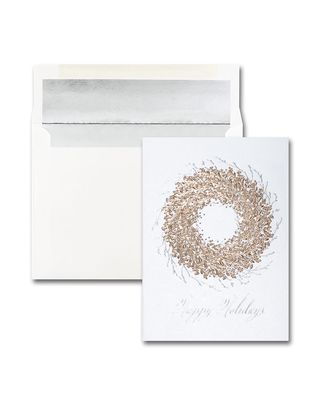 25 Rose Gold Wreath Greeting Cards with Blank Envelopes