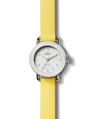 25mm Detrola "The PeeWee" Watch, White Soft Yellow