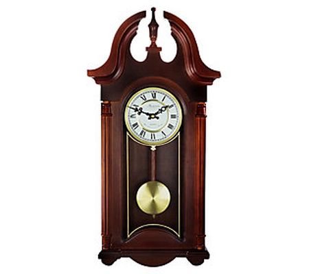 26.5 Inch Chiming Pendulum Wall Clock in Coloni al Mahogany