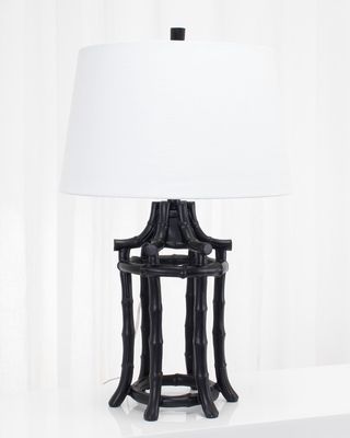 26" Black Bamboo Table Lamp