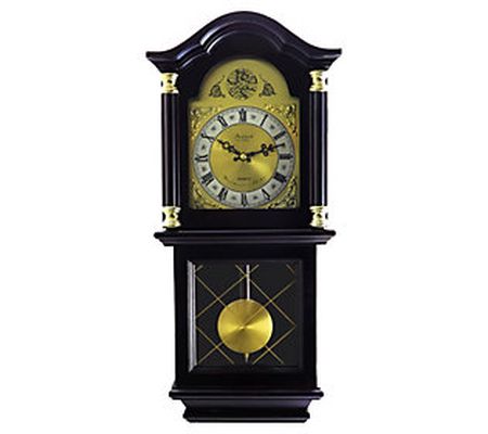 26 Inch Chiming Pendulum Wall Clock in Antique Mahogany