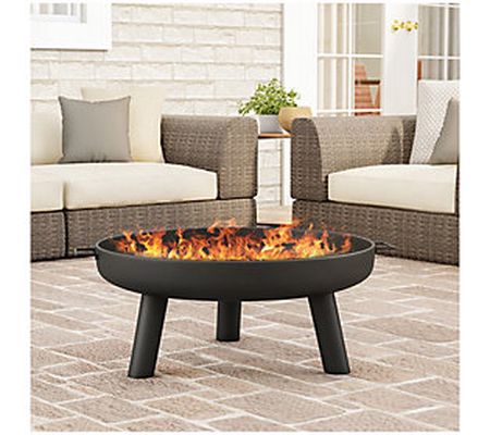 27.5" Outdoor Fire Pit with Storage Cover