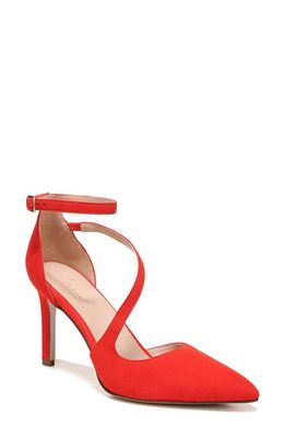 27 EDIT Naturalizer Abilyn Ankle Strap Pump in Retro Poppy Red Suede