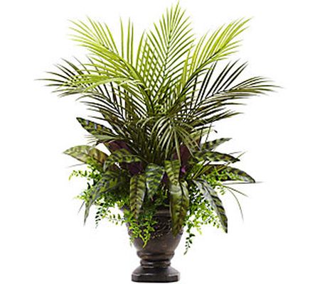 27" Mixed Areca Palm & Peacock w/Planter by Nea rly Natural