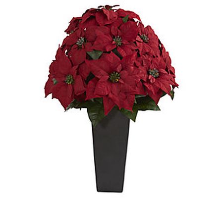 27" Poinsettia in Planter by Nearly Natural