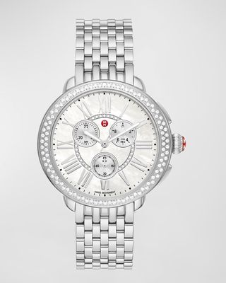 28mm Serein Chronograph Stainless Steel Watch with Diamonds