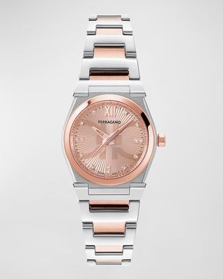28mm Vega Holiday Capsule Watch with Bracelet Strap, Two Tone Rose Gold