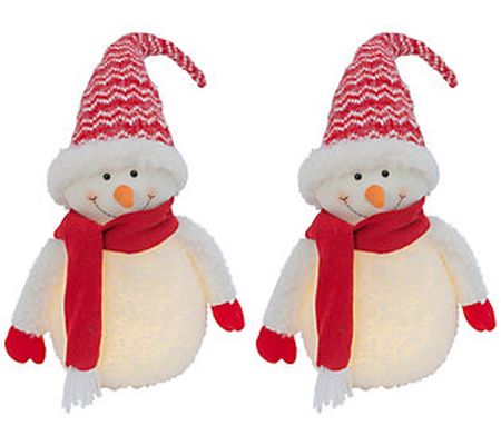 29.1-in H Lighted Fabric Snowman Figurine by Ge rson Co Set/2