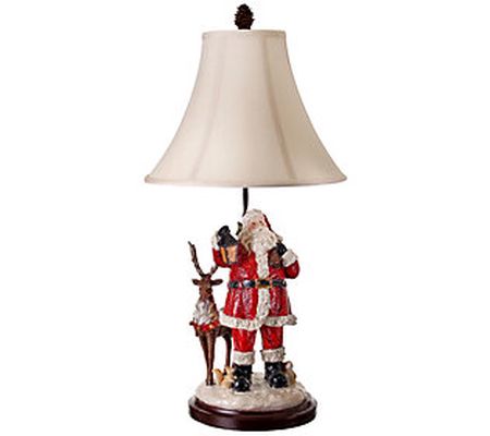 29" Resin Santa with Forest Friends Lamp by Val erie