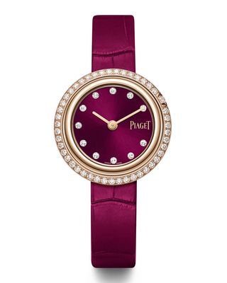 29mm Possession 18k Rose Gold Watch w/ Diamonds, Burgundy
