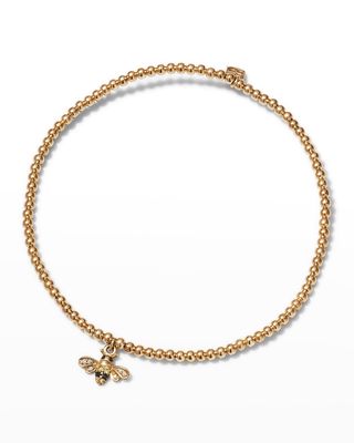 2mm Gold Bead Bracelet with Bee Charm