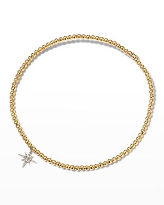 2mm Gold Bead Bracelet with Diamond Starburst Charm