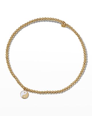 2mm Gold Bead Bracelet with Two-Tone Yin-Yang Charm