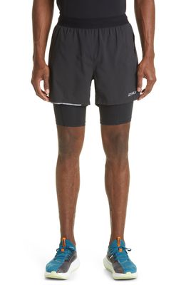 2XU Aero Layered Shorts in Black/Silver Reflective