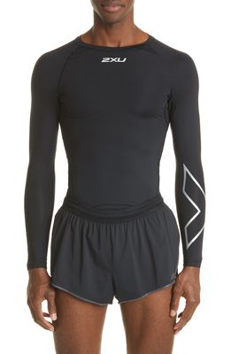 2XU Core Compression Long Sleeve Top in Black/Silver