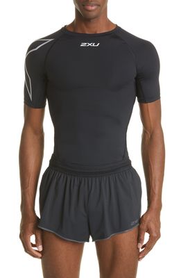 2XU Core Compression Short Sleeve Shirt in Black/Silver