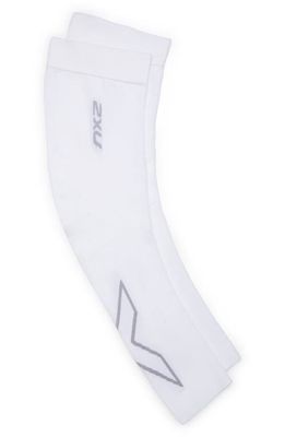 2XU Flex Compression Arm Sleeves in White/Grey