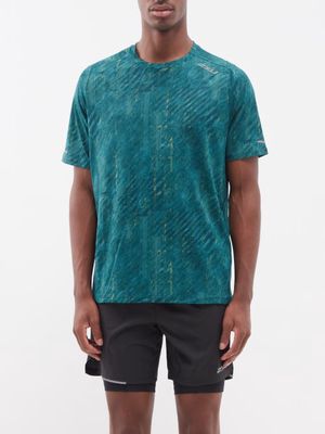 2xu - Light Speed Printed Technical-jersey T-shirt - Mens - Green Multi