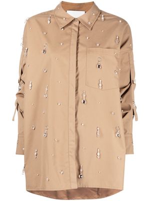 3.1 Phillip Lim bead-embellished chino shirt - Brown