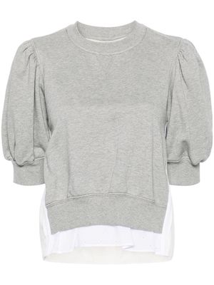 3.1 Phillip Lim broderie-anglaise cropped sweatshirt - GREY MELANGE-IVORY