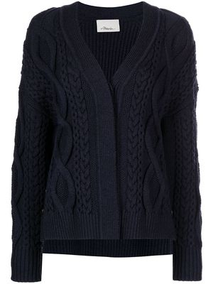 3.1 PHILLIP LIM cable-knit wool-blend cardigan - MIDNIGHT