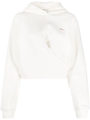 3.1 Phillip Lim COMPACT FRENCH TERRY FRONT WRAP HOODIE - White