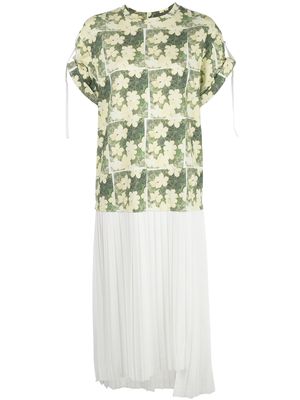 3.1 Phillip Lim Daisy print pleated T-shirt dress - Yellow